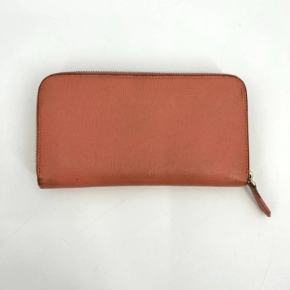FENDI Light Barbie Pink Leather Full Zip Luxury Designer Long Wallet